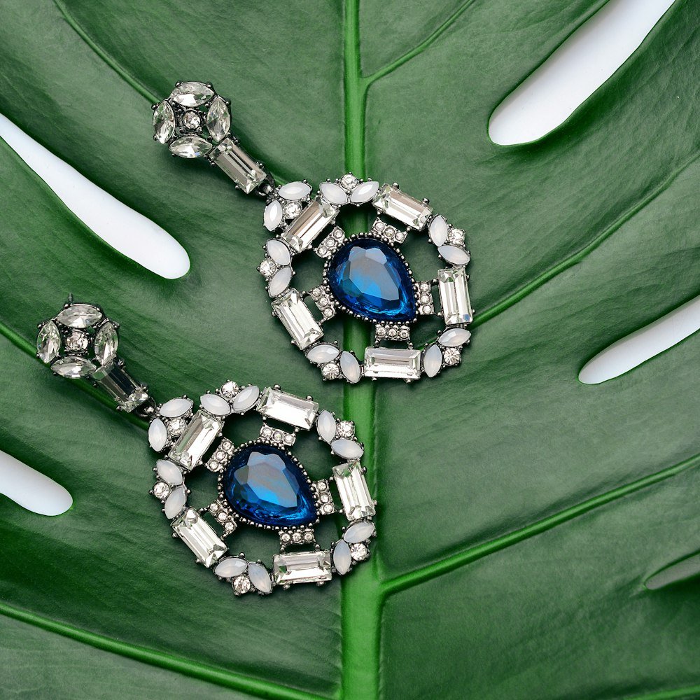 Blue Stone Drop Earrings